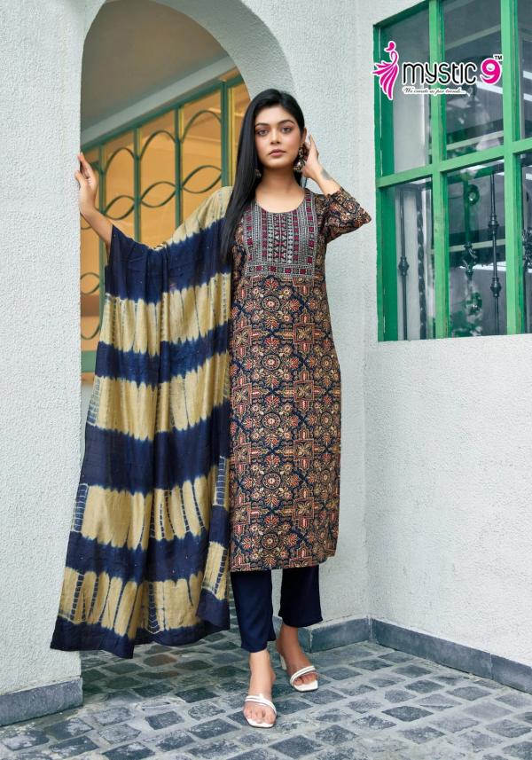 Mystic 9 Sabri Vol 1 Rayon Kurti Bottom With Dupatta Collection